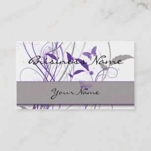 Papillon dans le carte de visite pourpre et gris