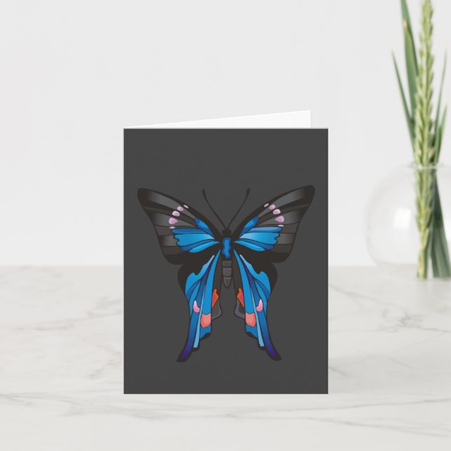 Papillon dans le carte pour notes bleu (Devant)