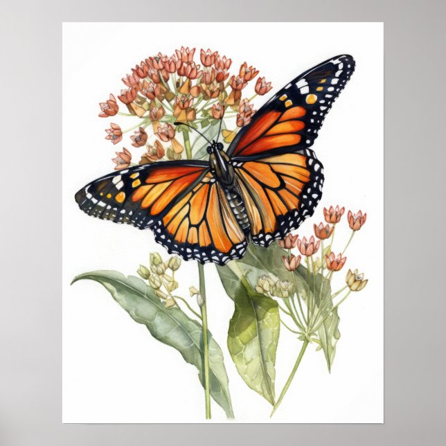 Papillon d'art Tiger Milkweed Affiche d'impression (Devant)