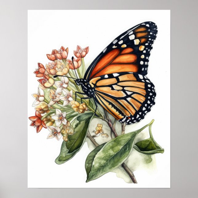 Papillon d'art Tiger Milkweed Affiche d'impression (Devant)