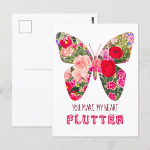 Papillon de fleurs florales Valentine's Day Carte