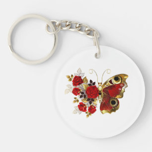 Papillon de fleurs rouges aux roses rouges