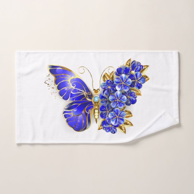 Papillon de saphir de fleur (Serviette à main)