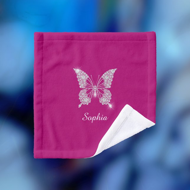 Papillon Diamant Blanc, Nom du script, Fuchsia pro (Créateur téléchargé)