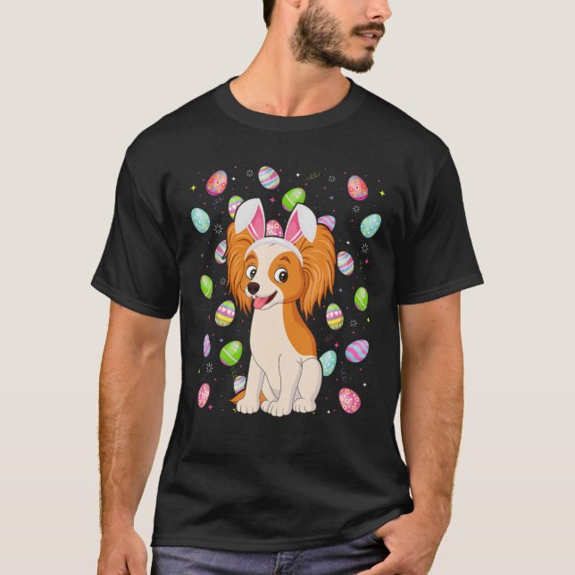 Papillon Dog Easter Egg Lover Funny Papillon Easte T-Shirt (Vorderseite)