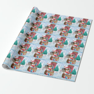 Papillon Dog im Schnee Weihnachtshundehaus Geschenkpapier