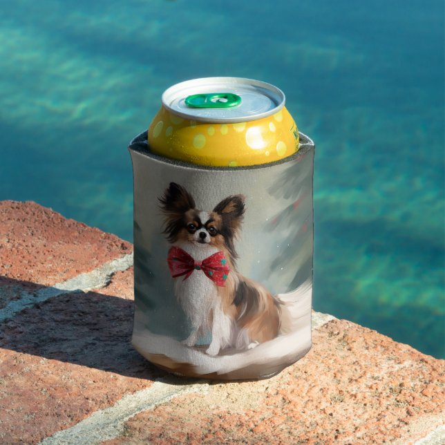 Papillon Dog in Schnee Weihnachten Dosenkühler (In Situ Pool)