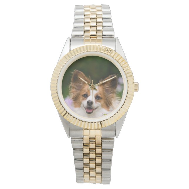 Papillon Dog Niedlich Romantisches Portrait - für  Armbanduhr (Vorderseite)