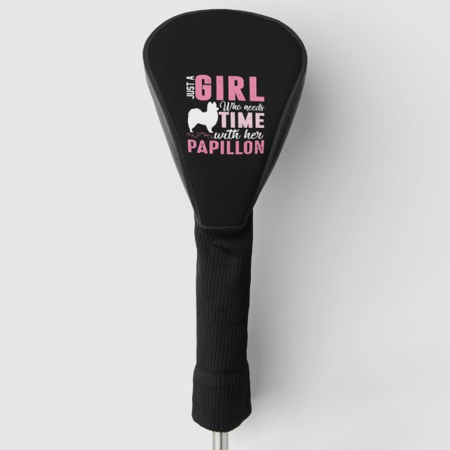 Papillon Dog Owner Girl-Geschenk Golf Headcover (Vorderseite)
