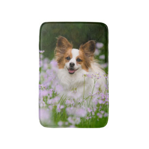 Papillon Dog Romantisches Portrait, klein Badematte