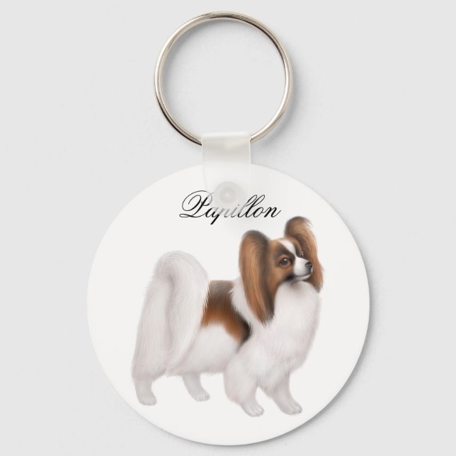 Papillon Dog Schlüsselanhänger (Vorderseite)