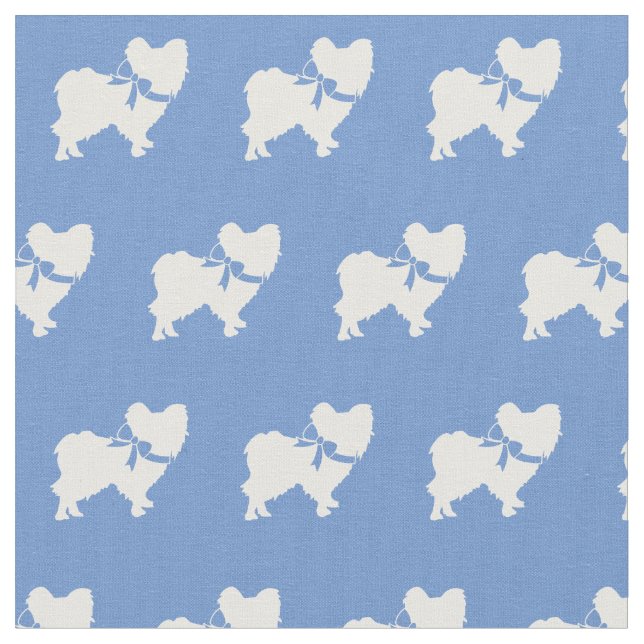 Papillon Dog Silhouette Pet Light Blue Stoff (Nahaufnahme)