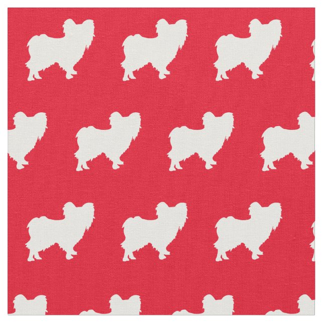 Papillon Dog Silhouette Pet Red Stoff (Nahaufnahme)