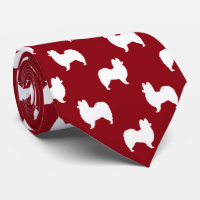 Papillon Dog Silhouetten Muster Rot und Weiß