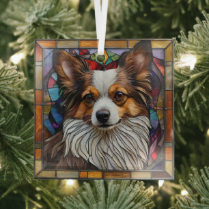 Papillon Dog "Stainted Glass" Ornament Aus Glas