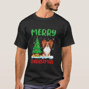 Papillon Dog Tree Xmas Sweater Men Ugly Chri T-Shirt