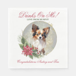 Papillon Dog Wedding Napkins mit Foto für Hunde Serviette
