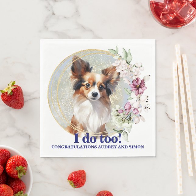 Papillon Dog Wedding Napkins mit Foto für Hunde Serviette (Beispiel)