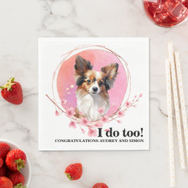 Papillon Dog Wedding Napkins mit Foto für Hunde Serviette