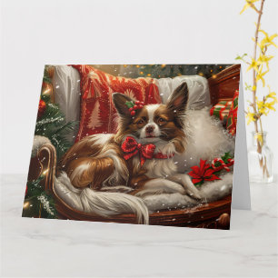 Papillon Dog Weihnachtsfest Karte