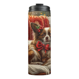 Papillon Dog Weihnachtsfest Thermosbecher
