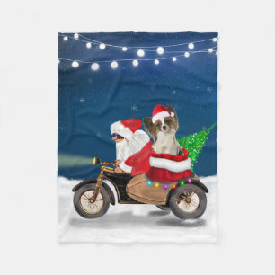 Papillon Dog Weihnachtsmann Claus Fleecedecke