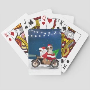 Papillon Dog Weihnachtsmann Claus Spielkarten