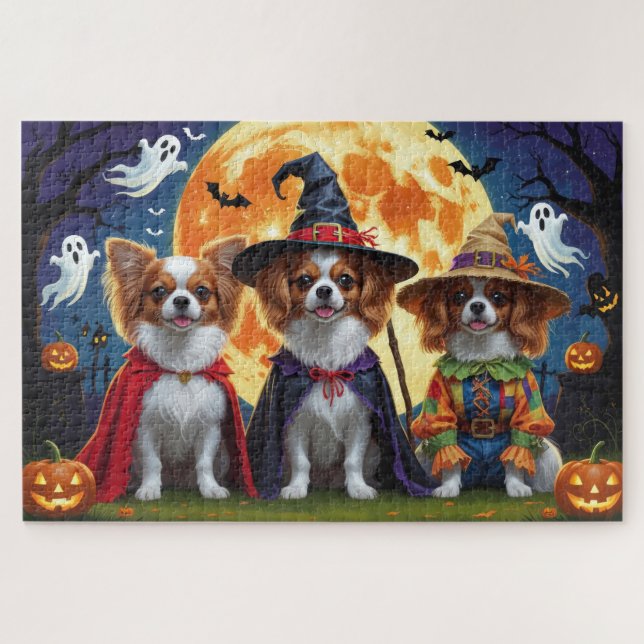 Papillon Dogs Pumpkin Halloween Funny (Horizontal)