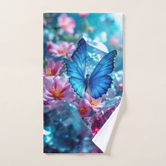 Papillon du jardin en cristaux de rubis (Serviette à main)