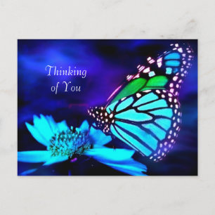 Papillon en lumière bleue - Penser à votre carte p
