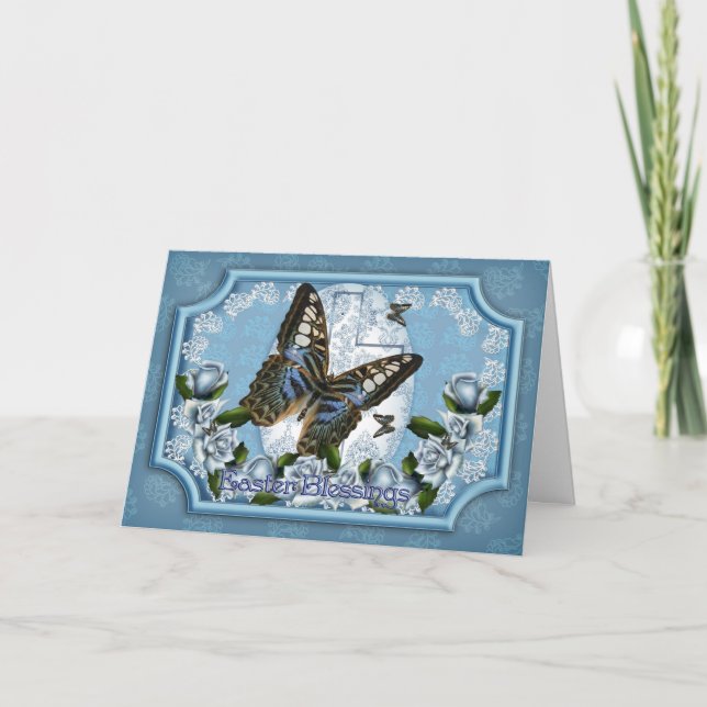 Papillon Et Carte De Voeux De Pâques Rose (Devant)