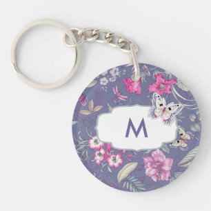 Papillon et fleurs Cadeau Monogramme personnalisé