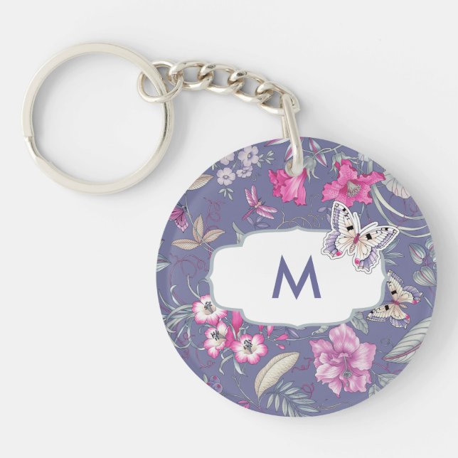 Papillon et fleurs Cadeau Monogramme personnalisé (Devant)