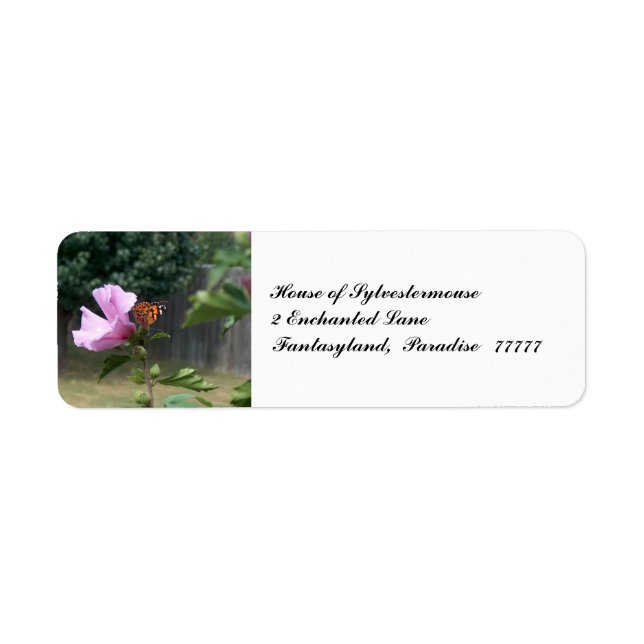 Papillon et Rose de Sharon Étiquettes de adresse (Devant)