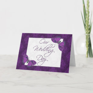 Papillon faire-part de mariage 5X7 Brocade violet