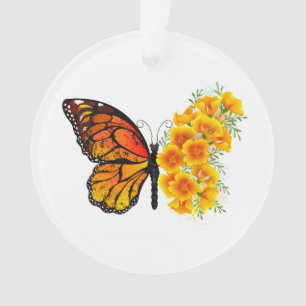 Papillon Fleur avec Pavot de Californie Jaune