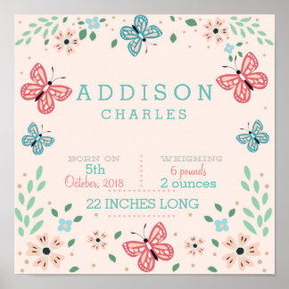Papillon Floral Garden Baby Statistiques Poster