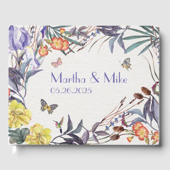 Papillon Floral Mariage Livre d'invité (Recto)
