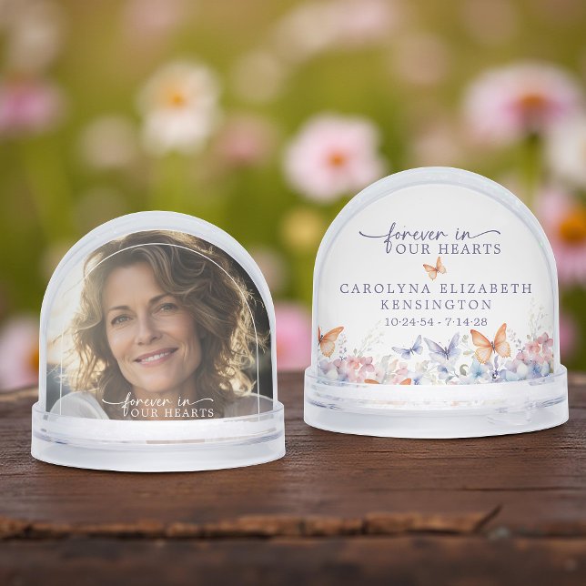 Papillon Floral Mémorial photo Keepsaké (Butterfly Floral Memorial Photo Keepsake Snow Globe)