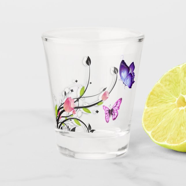 papillon floral verre tourné (Devant)