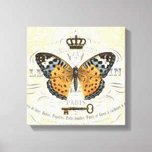 Papillon français vintage toile étirée