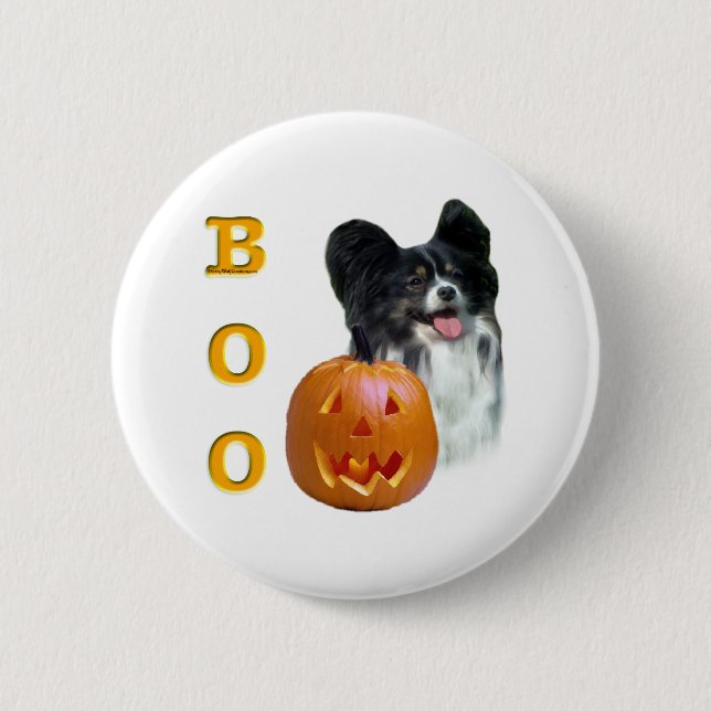 Papillon Halloween BOO Button (Vorderseite)