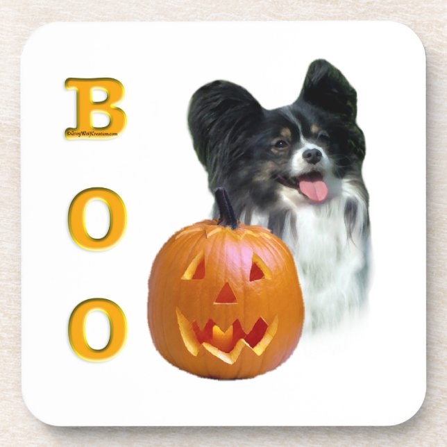 Papillon Halloween BOO Untersetzer (Vorderseite)