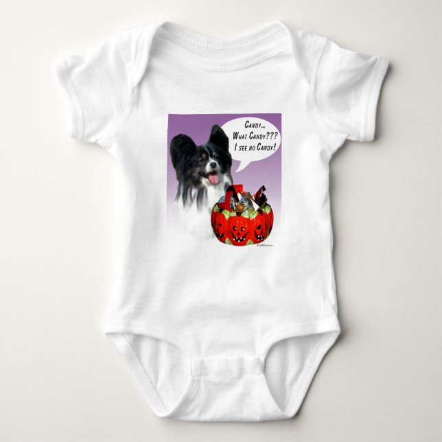Papillon Halloween Candy Baby Strampler (Vorderseite)
