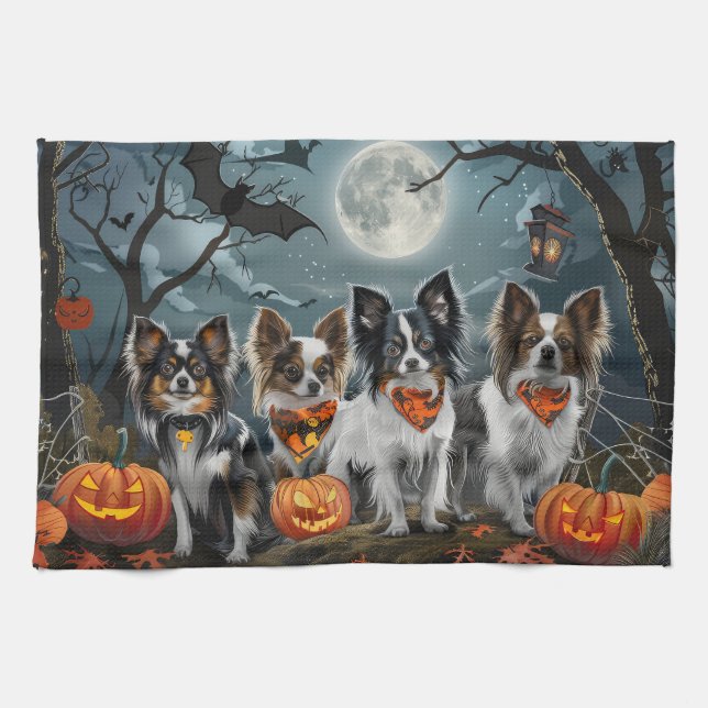 Papillon Halloween Spooky Geschirrtuch (Horizontal)