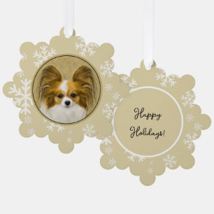 Papillon (Hound Tri) Gemälde - Originale Hundekuns Ornament Karte