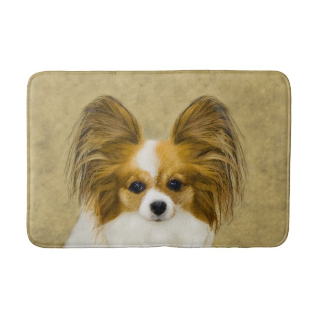 Papillon (Hound Tri) Malerei - Original Hundekunst Badematte (Vorderseite)