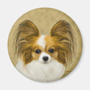 Papillon (Hound Tri) Malerei - Original Hundekunst Magnet