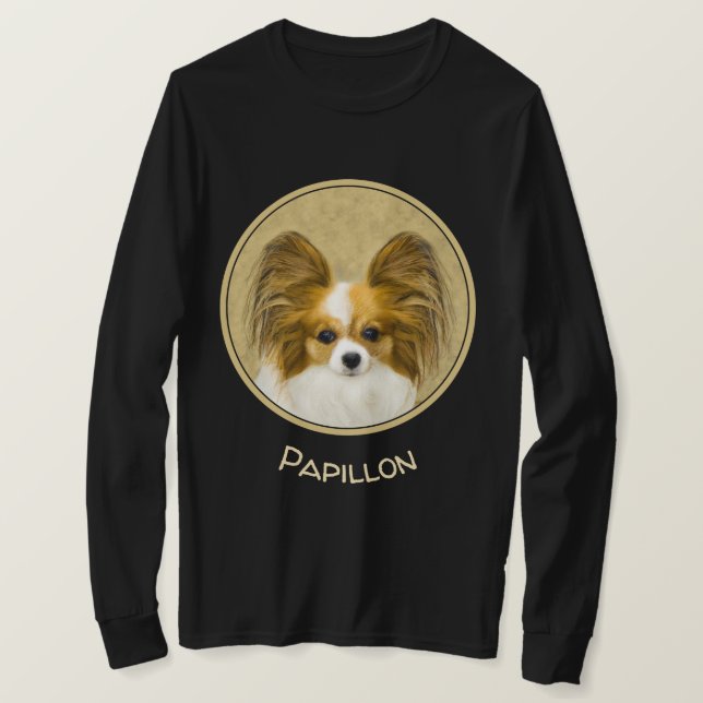 Papillon (Hound Tri) Malerei - Original Hundekunst T-Shirt (Design vorne)