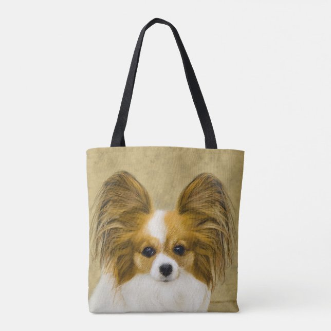 Papillon (Hound Tri) Malerei - Original Hundekunst Tasche (Rückseite)